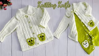 Knit Cardigan| Jacket for 2-3 years old /कॉलर से शुरू होने वाला बेबी कार्डिगन बुनाई