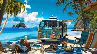 Tropical Beachfront Camping 🎵 Relaxing Jazz Instrumental Music with Gentle Waves for Relax, Study