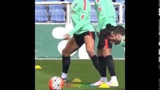 cristiano ronaldo bailando en practica de seleccion de portugal