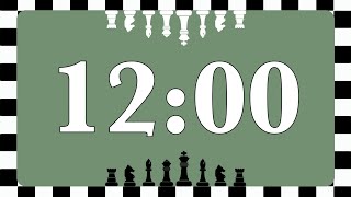 12 Minute Calm Chessboard Classroom Timer (No Music, Happy Percussion Alarm at End)