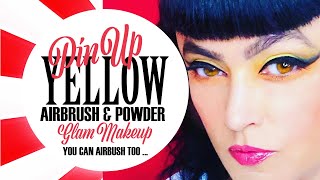 HOW TO CREATE PINUP EYES | NEON YELLOW | AIRBRUSH MAKEUP | CAT EYES | MODERN RETRO | PINUP LOOKS