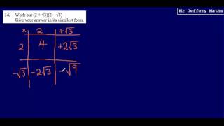 14. Expanding Double Brackets Containing Surds (GCSE Maths - Edexcel Practice Tests Set 3 - 1H)