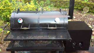 Seasoning my True Texas Pits 20" x 40" reverse flow Smoker BBQ #4