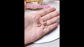 DIY Pink Crystal Pearl Earrings - Rimmoto