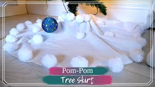 How to Make a Pom-Pom Tree Skirt | Recycling an old sheet | Handmade Christmas