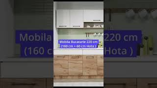 Mobila Bucatarie Gastro 220 cm  Alb/Stejar ( 160 cm + 60 cm corp hota )