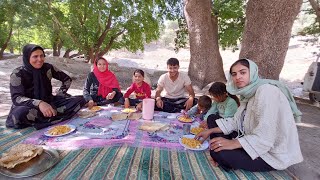 Children's picnic with their uncle after finishing the wheat field work🌳🌾🌲