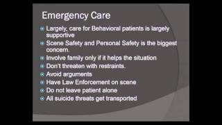 Behavioral Emergencies for the EMT Lecture