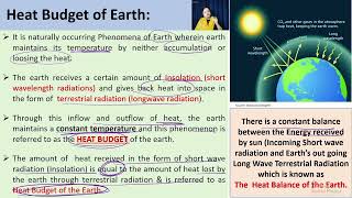 Heat budget of the Earth and Net Radiation Balance