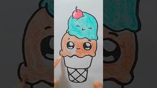 🍦 DIBUJANDO UN HELADO DE CREMA 🍨 DRAWING AN ICE CREAM 🍧 #videoshort #shortvideo #short