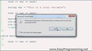 Easy Programming - Beginner C++ Tutorial - Global vs. Local Variables (34)