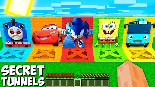 What's INSIDE the SECRET THOMAS and SONIC SPONGEBOB MCQUEEN TAYO TUNNELS in Minecraft - Coffin Meme