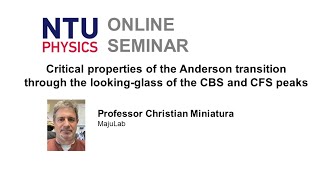 Physics Seminar | Christian Miniatura