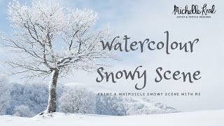 loose watercolour Landscape painting, last live of winter whimsy month! new years eve eve party!