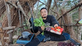 Camping alone in a tree house  and Cooking tastiest food.