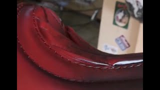 Bobber Solo Seat "Spider" Red V2 from Alex Leather Craft