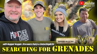 Searching for Grenades | Special Guests Nugget Noggin, Discovery Daisy and Detecting4Life | WW2 Camp