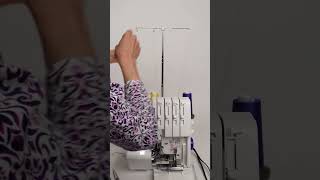 Easiest Way to Thread a Serger #shorts  #sewing #sewingequipment #machinesewing #threading #serger