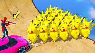 GTA 5 Crazy Ragdolls RED SPIDERMAN VS YELLOW PIKACHU (GTA5 Euphoria Physics Funny Moments)