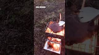 flame grilled steak.  #wildcamp #wildcampinguk #outdoorcooking  #twigburner ##fire