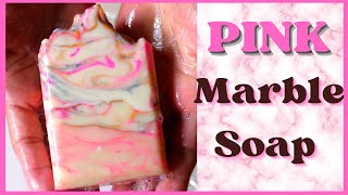 PINK Marble Soap with Strawberry Fragrance Oil! Cold Process Marble Soap Design