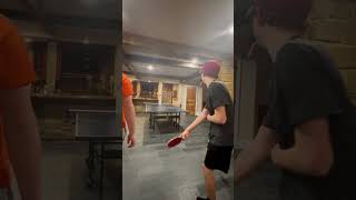 Bro gets hit in head with ball and rages #shorts #pingpong #trickshots