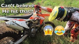 HE WRECKED AND BROKE HIS BRAND NEW DIRT BIKE!! | 2019 KTM 350XC-F