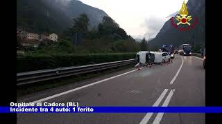 Ospitale di Cadore (BL). Incidente tra 4 auto: 1 ferito 28.08.2024