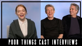 POOR THINGS CAST INTERVIEWS | Emma Stone, Mark Ruffalo & Willem Dafoe