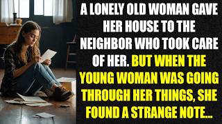 A lonely old woman gave her house to the neighbor who took care of her. But when the young woman...