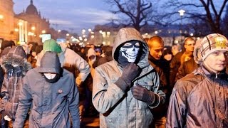 Hooligans fight in stadium