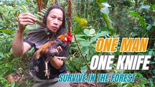 SURVIVAL CHALLENGE: (No Food, No Water, No Shelter) With Only 1 Knife To Survive In The Forest - #5