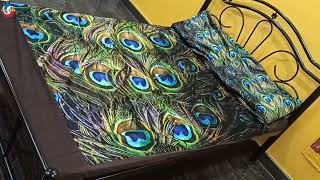 Double Bedsheet peacock feathers print | मोरपंख डिजाइन बैडशीट