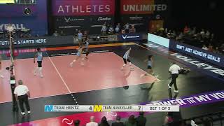 AU Pro Volleyball Game 4: Brooke Nuneviller Kill, Sydney Hilley Nice One-Handed Assist