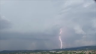 Violent Orage Grêle -- 9 Impacts en 1 seconde !!! Time Lapse Lightning