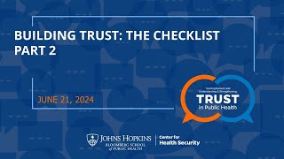 Building Trust: The Checklist Part 2