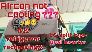 #Lg split type dual inverter || How to recharge R32 (refrigerant)...