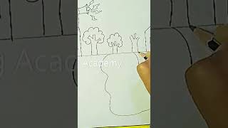 tree drawing - simple and easy way #shorts | science drawing academy