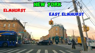 NYC DRIVE||FROM QUEENS CENTER MALL IN ELMHURST THROUGH CORONA TO EAST ELMHURST