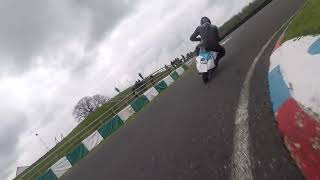 Mallory Park 2nd round 15th April 2023. (clip 2)  2nd stock race lambretta imola Wilkinson Racing