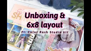 Unboxing and 6x8 Story Album layout: Color Rush Studio