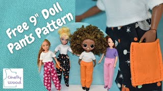 Free Doll Clothes Patterns: How to Make Cargo Pants for 9 inch Dolls #lolsurprise #dollclothes #diy