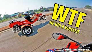 OLD dude rips wheelies on a VW trike