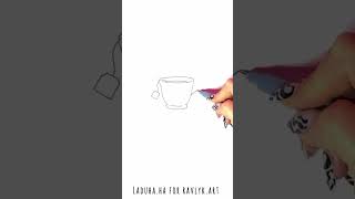 ☕📺 Create a Cozy Cup of Tea Drawing 🎞️ Easy & Relaxing Art Process✨ #shorts #drawing #RavlykArt