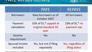 Choosing an Income Plan: PAYE versus REPAYE - Spring 2020