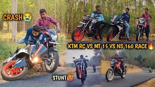 My bike crash 😭 Ktm rc vs Yamaha mt 15 🔥 || bike stunt video 🥵 || bike race video || @Shiba_meher_vlogs