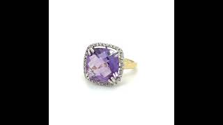 Amethyst & Diamond Halo Ring