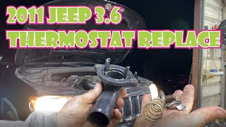 2011 Jeep Grand Cherokee 3.6 Liter running hot Thermostat replace