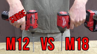 Milwaukee M12 Surge Impact Driver VS Milwaukee M18 Fuel Impact Driver | QUICK TEST