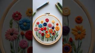 Colorful Garden Embroidery Hoop Art | Hoop Art Ideas #embroiderybyafeei #embroidery #handembrodiery